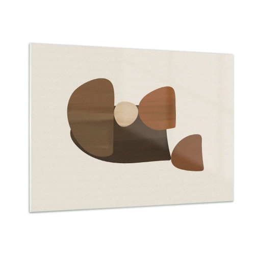 Glasbild - Bild auf glas - Abstrakte Komposition in Braun- und Beigetönen - 100x70cm - Komposition in Bronze - Moderne Wanddekoration für Wohnzimmer und Schlafzimmer ARTTOR
