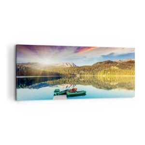 Bild auf Leinwand - Leinwandbild - Glatt wie ein Spiegel über dem Wasser - 100x40 cm