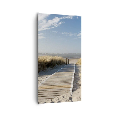Bild auf Leinwand - Leinwandbild - Hinter der Düne, im Rauschen des Grases - 65x120 cm