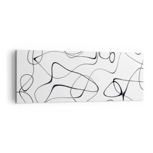Bild auf Leinwand - Leinwandbild - Abstrakte schwarze Linien auf weißem Hintergrund im minimalistischen Stil - 140x50cm - Lebenswege, Wechselfälle - Moderne Wanddekoration für Wohnzimmer und Schlafzimmer ARTTOR
