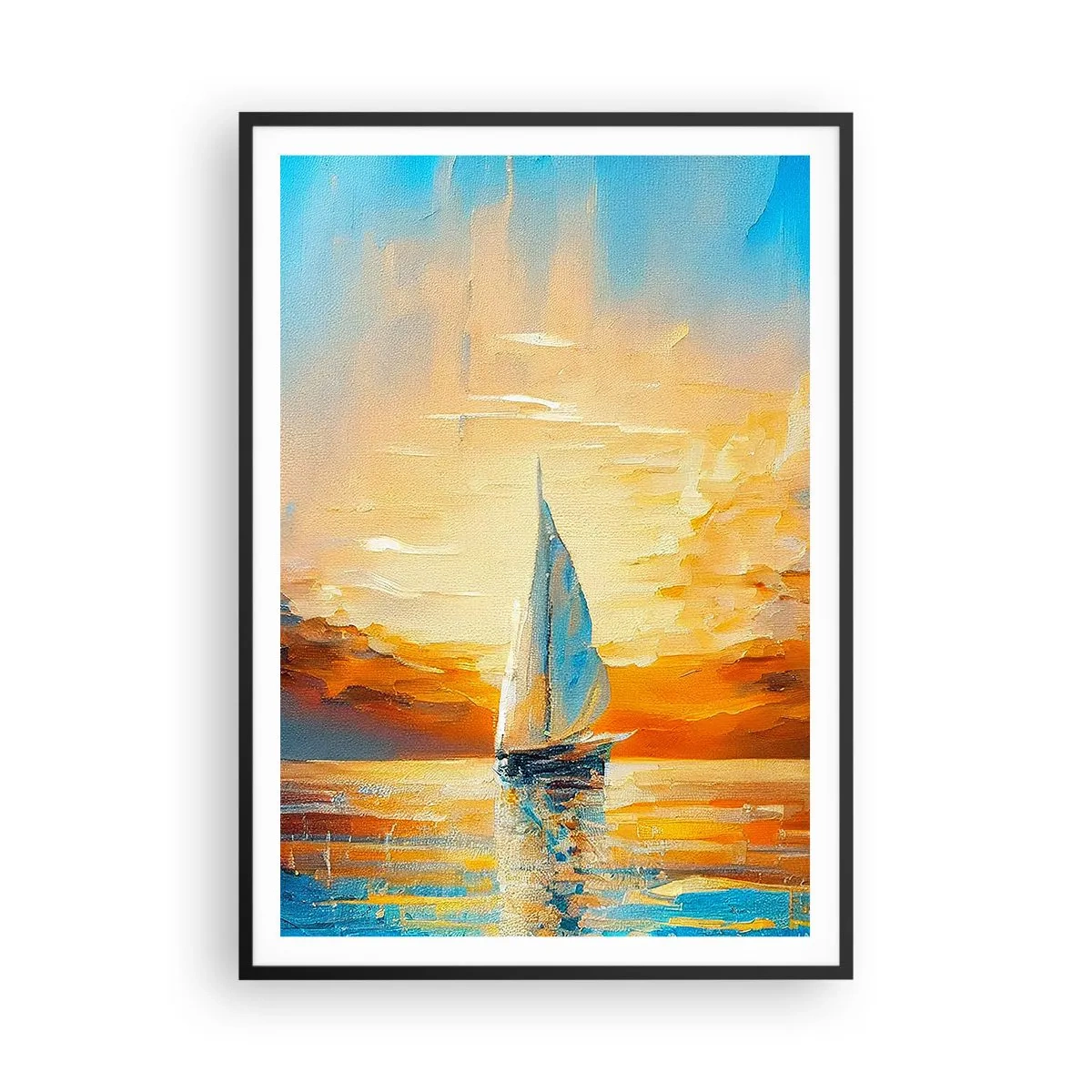 Poster in einem schwarzem Rahmen - In Gold segeln - 70x100 cm