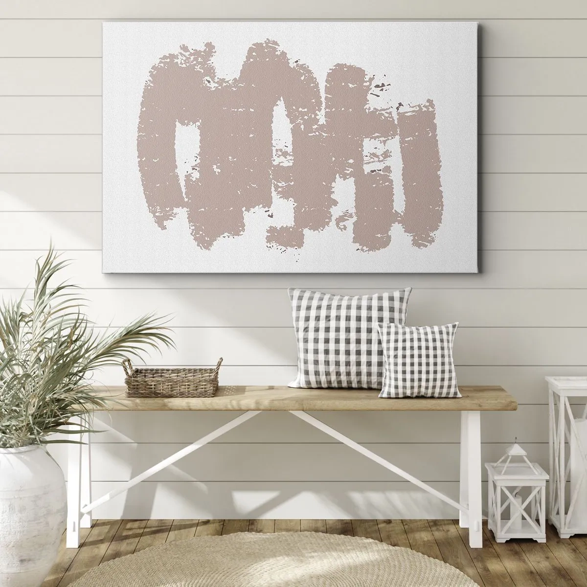 Bild auf Leinwand - Leinwandbild - Zartrosa Formen auf hellem Hintergrund - 70x50cm - Abstraktion in zartem Rosa - Moderne Wanddekoration für Wohnzimmer und Schlafzimmer ARTTOR