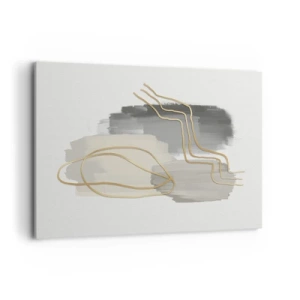 Bild auf Leinwand - Leinwandbild - Abstrakte goldene Linien auf grauem Hintergrund - 100x70cm - Dauer und Bewegung - Moderne Wanddekoration für Wohnzimmer und Schlafzimmer ARTTOR