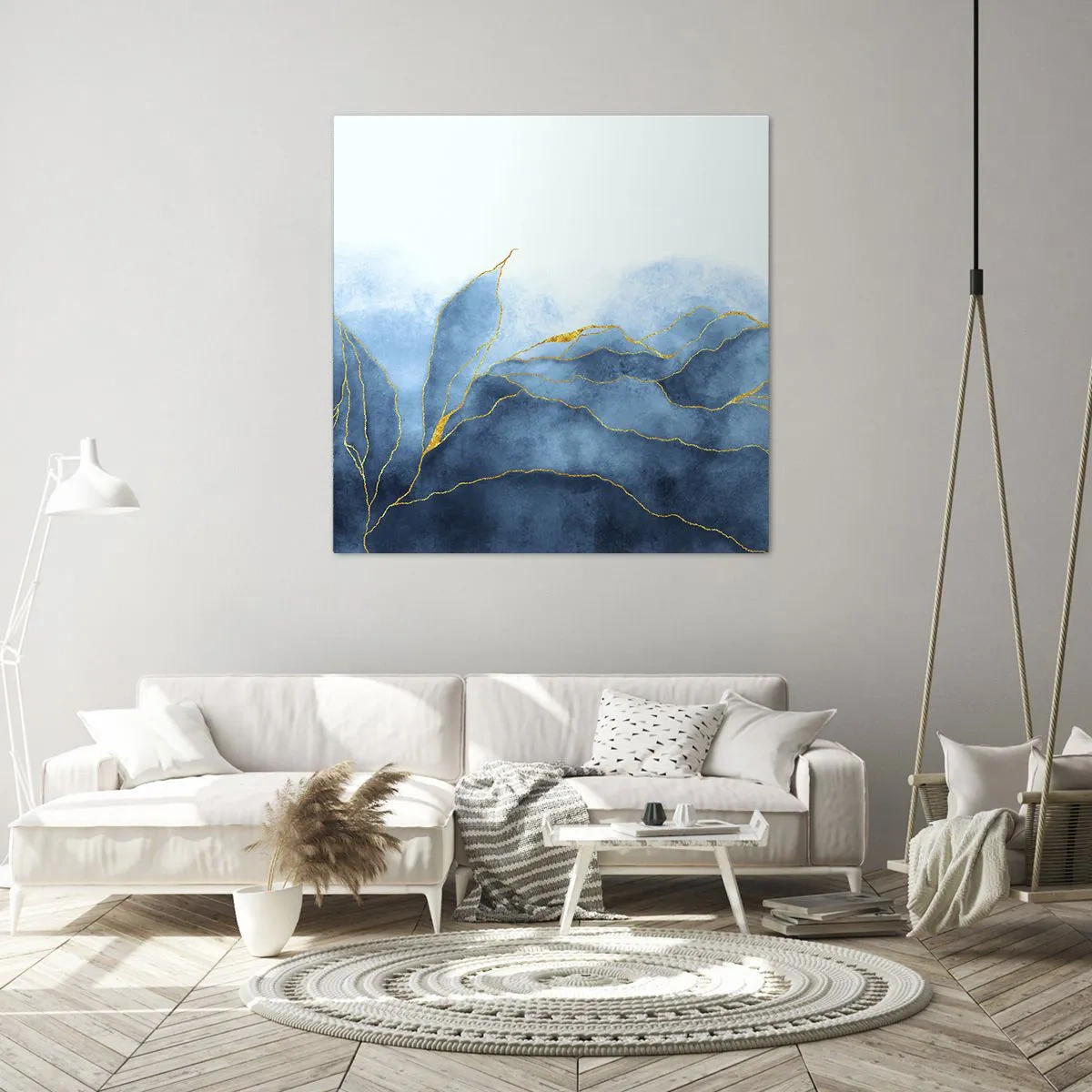 Bild auf Leinwand - Leinwandbild - Blau im Gold - 30x30 cm