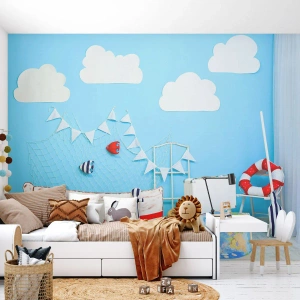 Fototapete Premium Sand - Die Sehnsucht eines Kindes nach Abenteuer - Für Kinder, Nautisch, Fischerboot - 400x280 cm