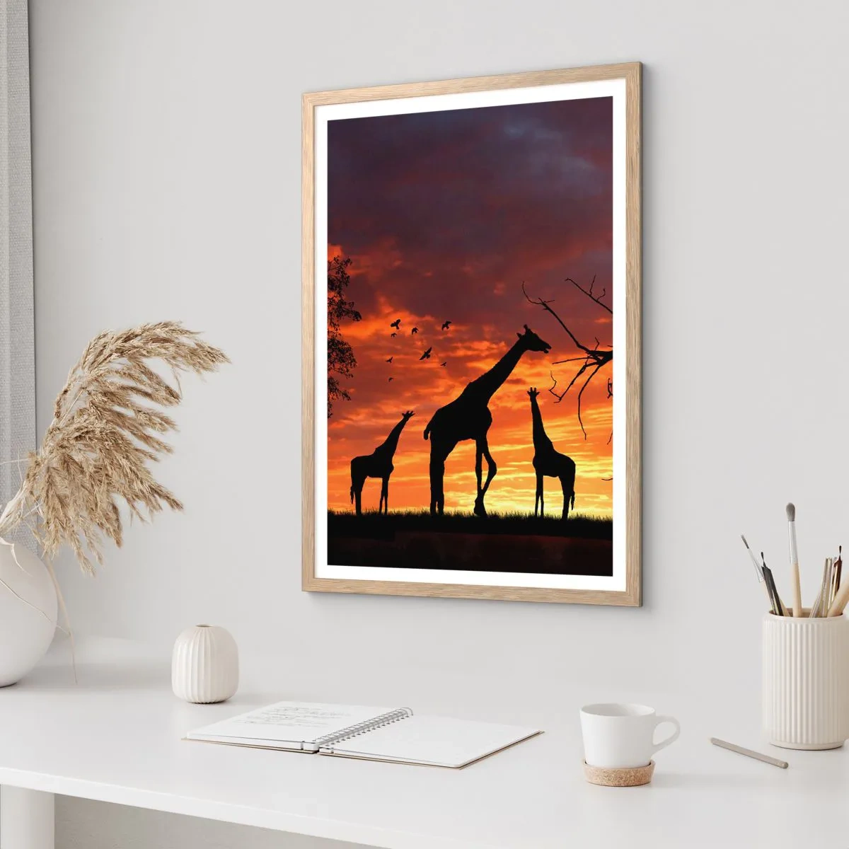 Poster in einem Rahmen aus heller Eiche - Ein kleines Abendessen mit deinen Liebsten - 61x91 cm