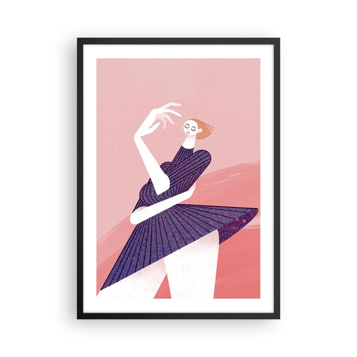 Poster in einem schwarzem Rahmen - Abstrakte weibliche Silhouette in einer dynamischen Pose - 50x70cm - Jeder Schritt ist ein Tanzgürtel - Moderne Wanddekoration für Wohnzimmer und Schlafzimmer ARTTOR
