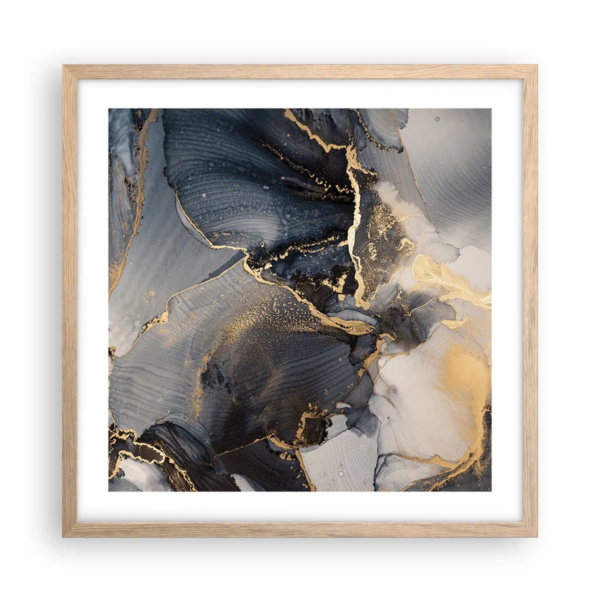 Poster in einem Rahmen aus heller Eiche - Leben aus Stein - 50x50 cm