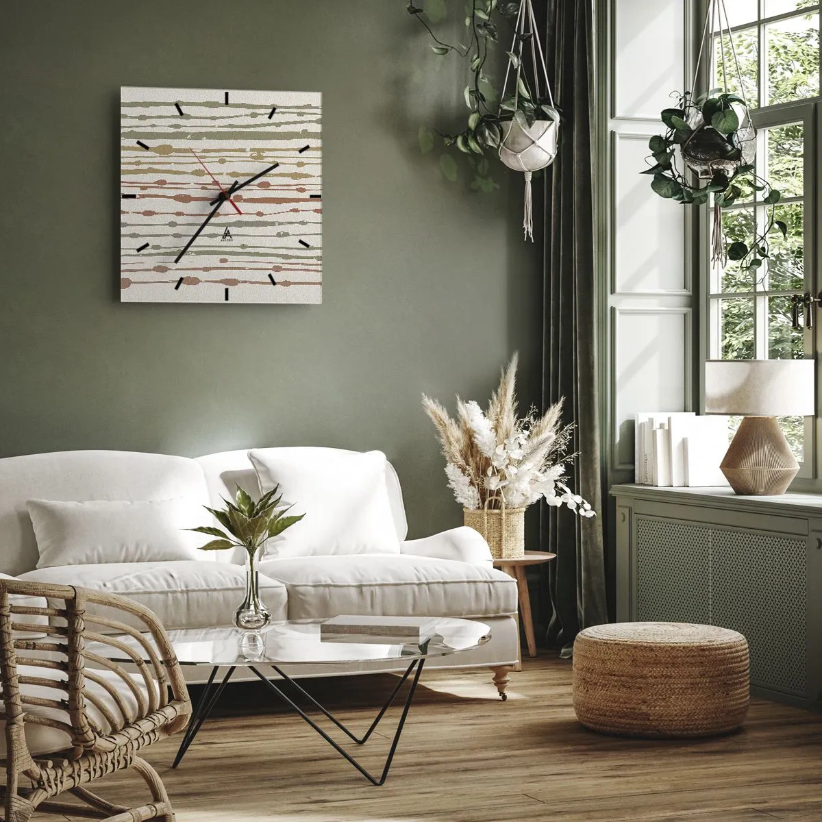 Wanduhr - Glasuhr - Musikalische Notation von Farben - 30x30 cm