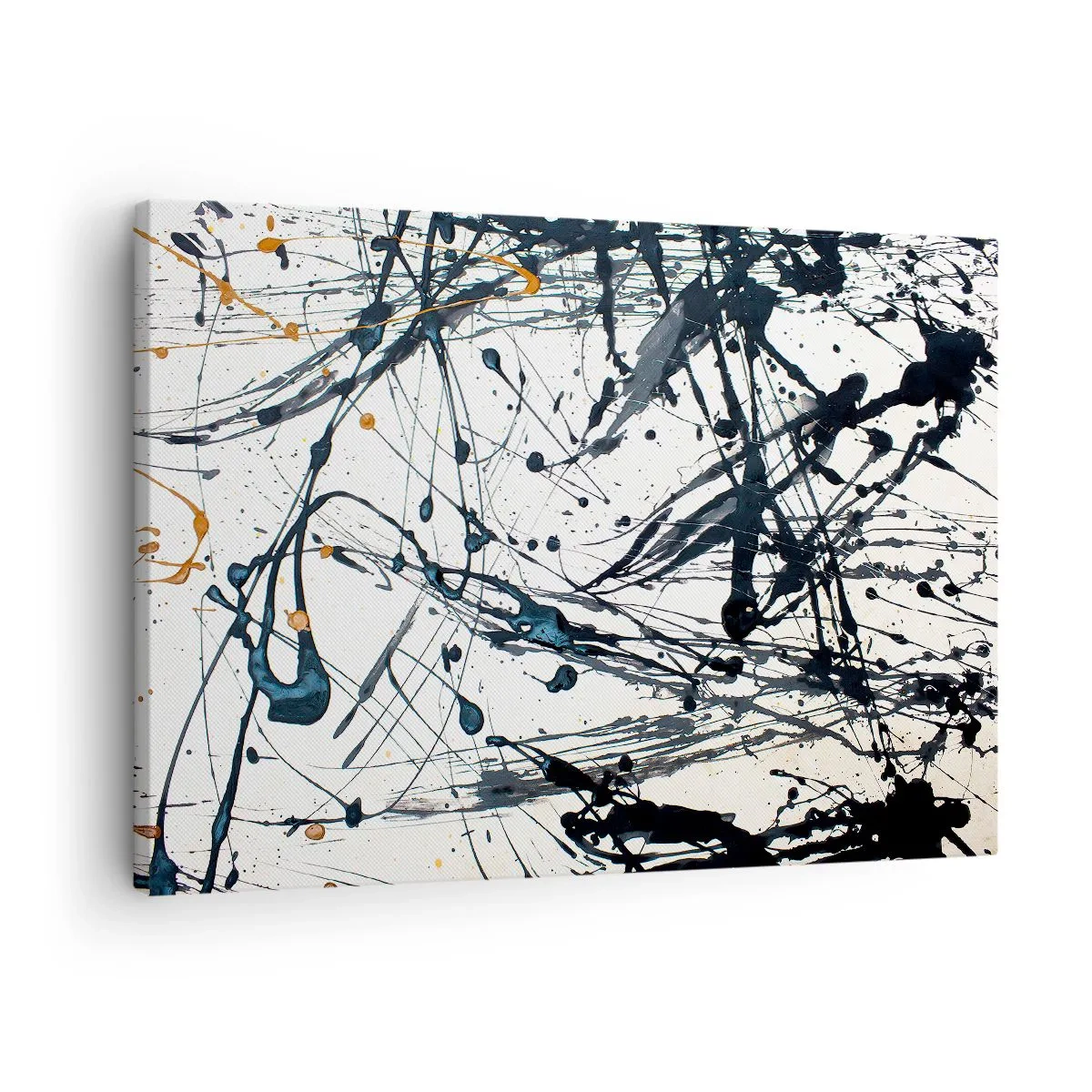 Bild auf Leinwand - Leinwandbild - Ein abstraktes Gemälde mit Farbspritzern in dynamischen Mustern. - 70x50cm - Expressionistische Abstraktion - Moderne Wanddekoration für Wohnzimmer und Schlafzimmer ARTTOR