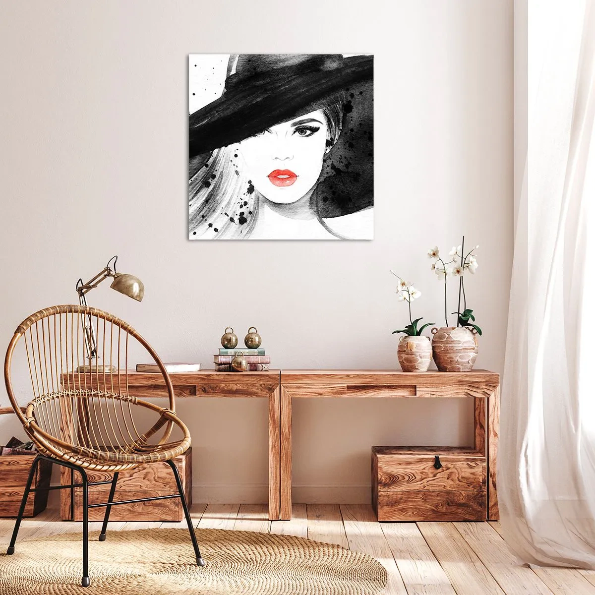 Bild auf Leinwand - Leinwandbild - Frau in schwarz - 50x50 cm