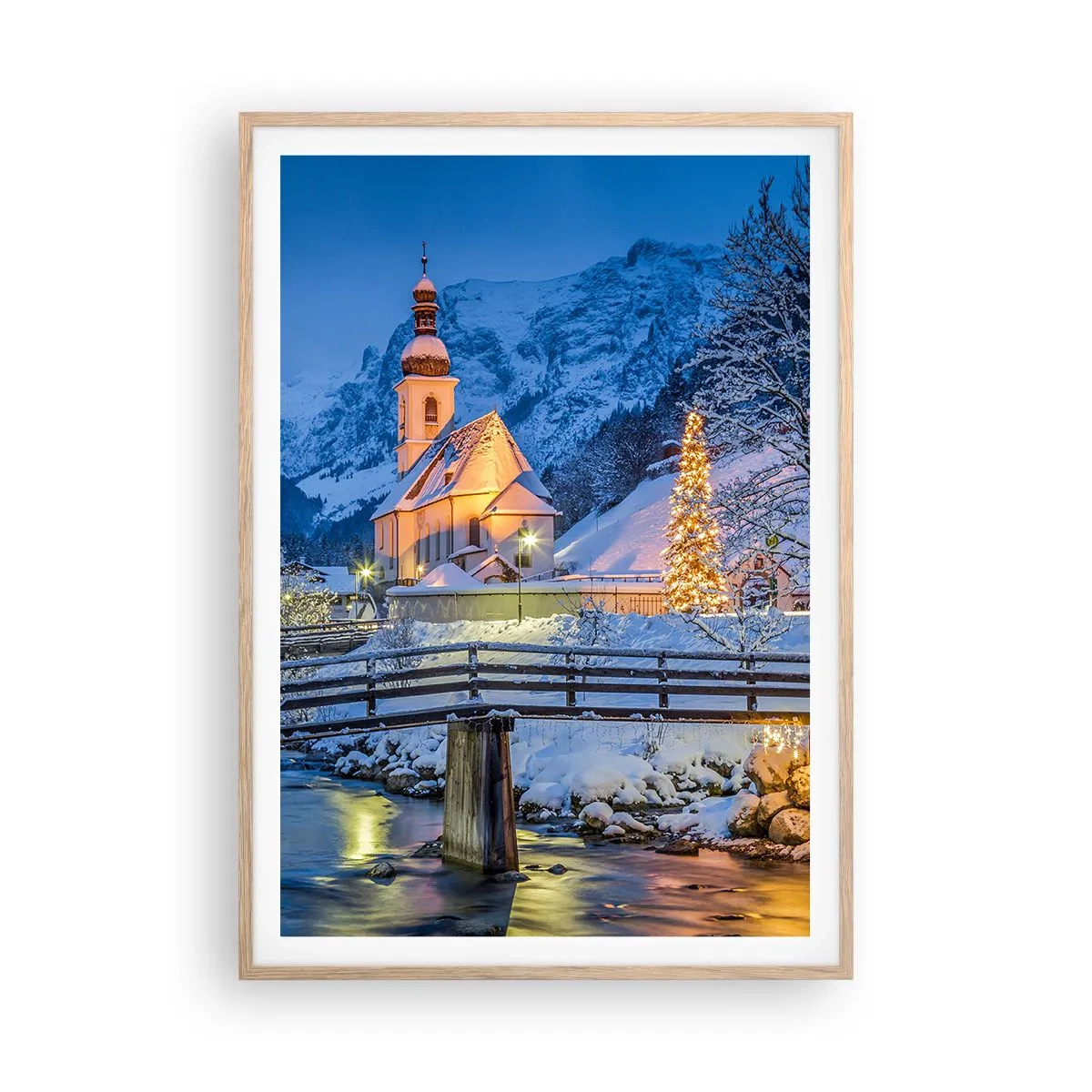 Poster in einem Rahmen aus heller Eiche - Weihnachtsgeist - 70x100 cm