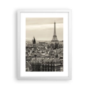 Poster in einem weißen Rahmen - Über den Dächern von Paris - 30x40 cm
