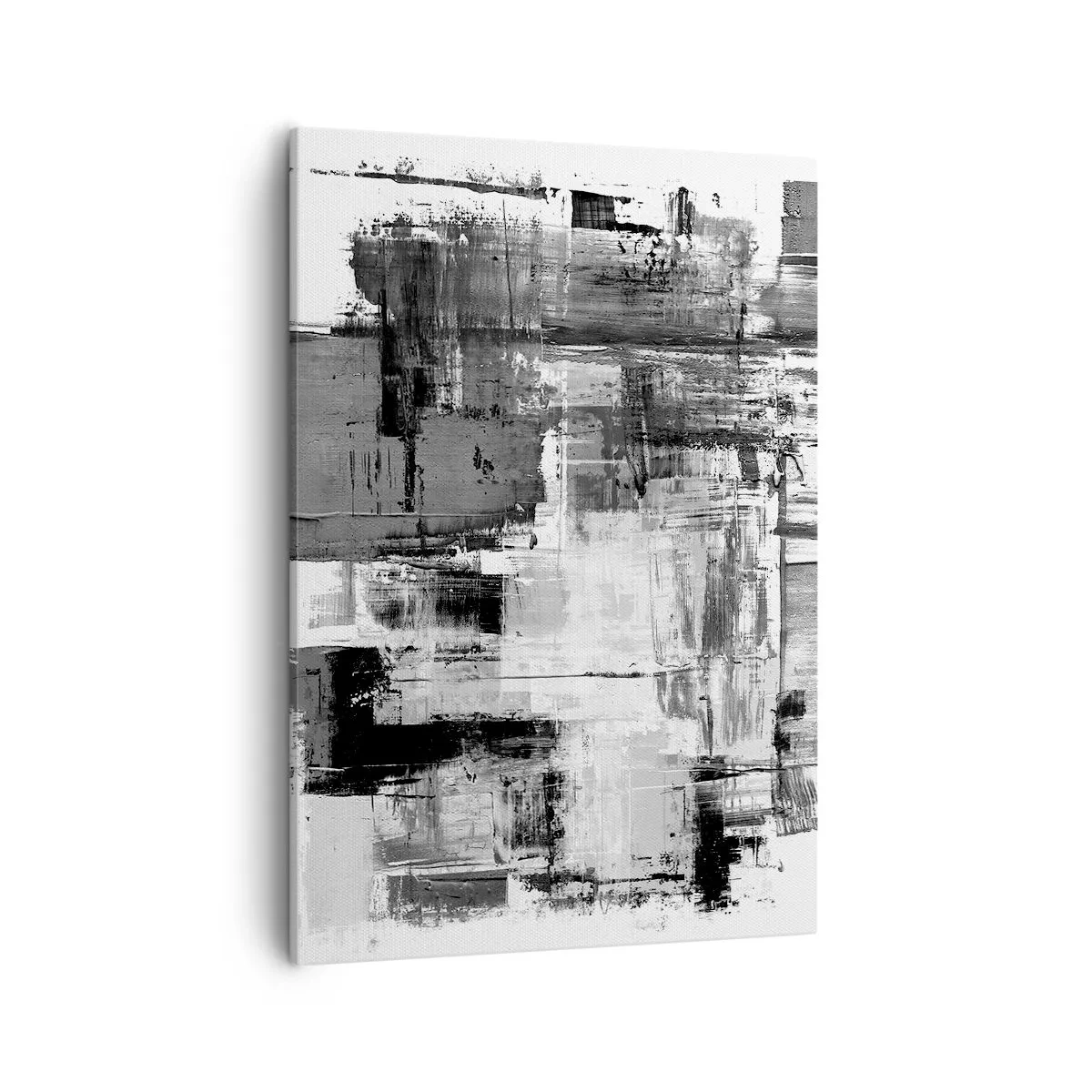 Bild auf Leinwand - Leinwandbild - Abstrakte Komposition in Schwarz, Weiß und Grau - 50x70cm - Wunderschönes Grau - Moderne Wanddekoration für Wohnzimmer und Schlafzimmer ARTTOR