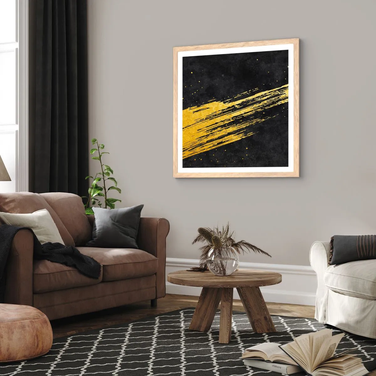 Poster in einem Rahmen aus heller Eiche - Sprung in den Hyperraum - 40x40 cm