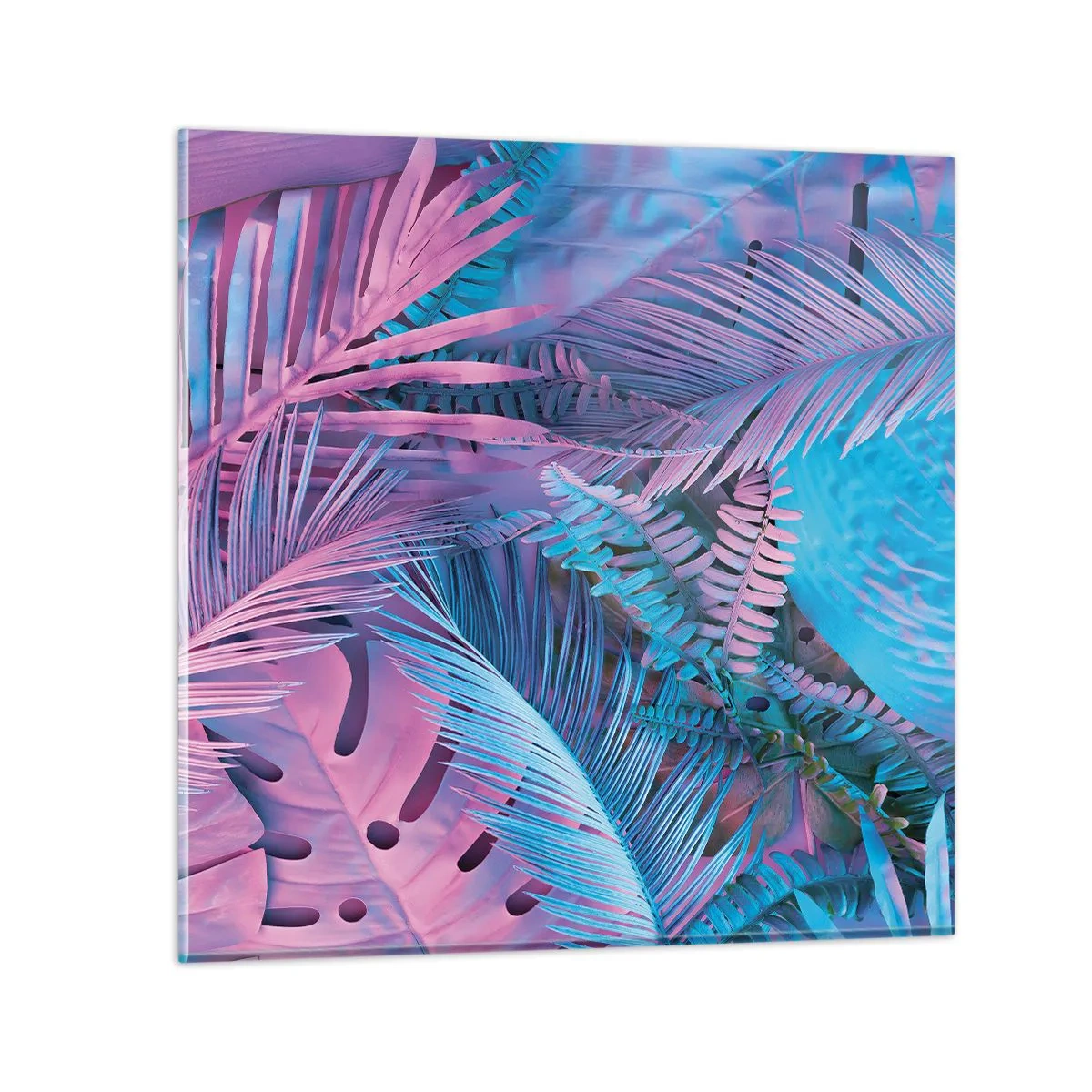 Glasbild - Bild auf glas - Tropen in Rosa und Blau - 30x30 cm