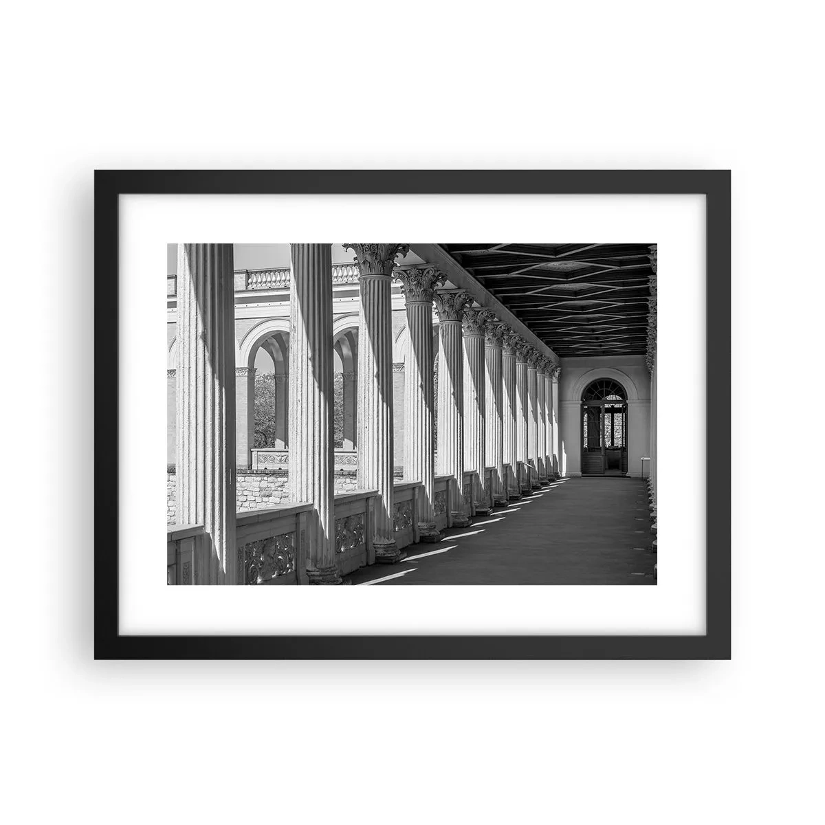 Poster in einem schwarzem Rahmen - Sonnige Arkade - 40x30 cm