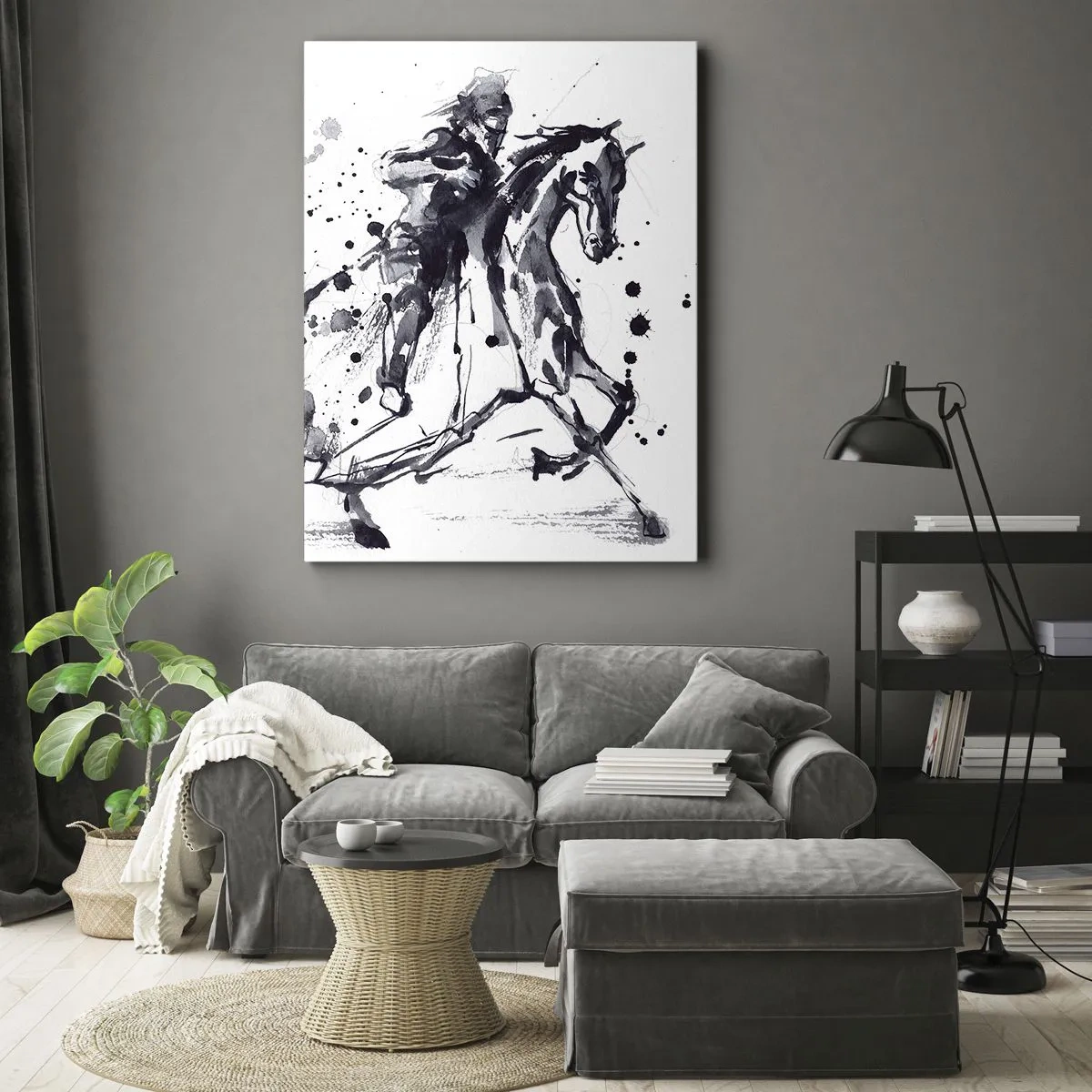 Bild auf Leinwand - Leinwandbild - Schwarzer Ritter - 45x80 cm