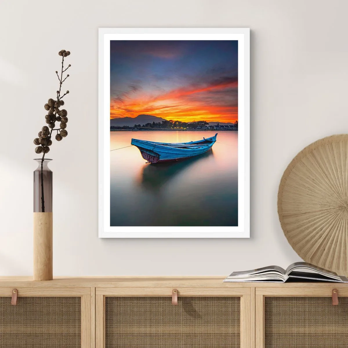 Poster in einem weißen Rahmen - Eine gute Nacht kommt - 30x40 cm