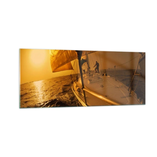 Glasbild - Bild auf glas - Ein goldener Abend nach einem bunten Tag - 100x40 cm
