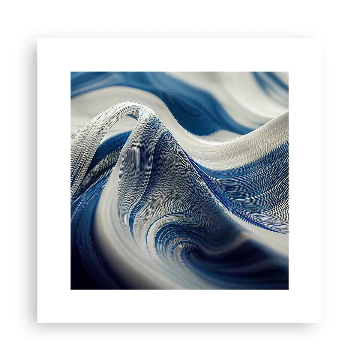 Poster - Fließfähigkeit von Blau und Weiß - 30x30 cm
