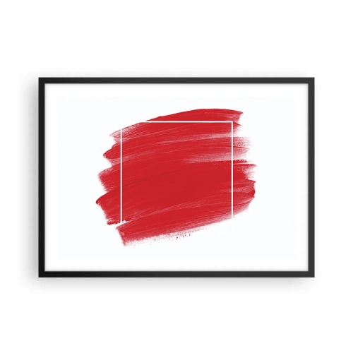 Poster in einem schwarzem Rahmen - Roter Pinselstrich mit weißem Rand - 70x50cm - Aus dem Rahmen - Moderne Wanddekoration für Wohnzimmer und Schlafzimmer ARTTOR