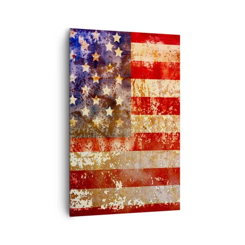 Bild auf Leinwand - Leinwandbild - Stilisierte US-Flagge mit gealtertem Effekt - 80x120cm - Ruhm verblasst nicht - Moderne Wanddekoration für Wohnzimmer und Schlafzimmer ARTTOR