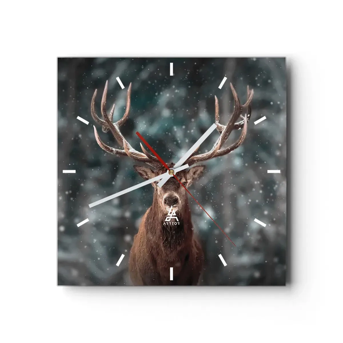 Wanduhr - Glasuhr - Gekrönter König des Waldes - 40x40 cm