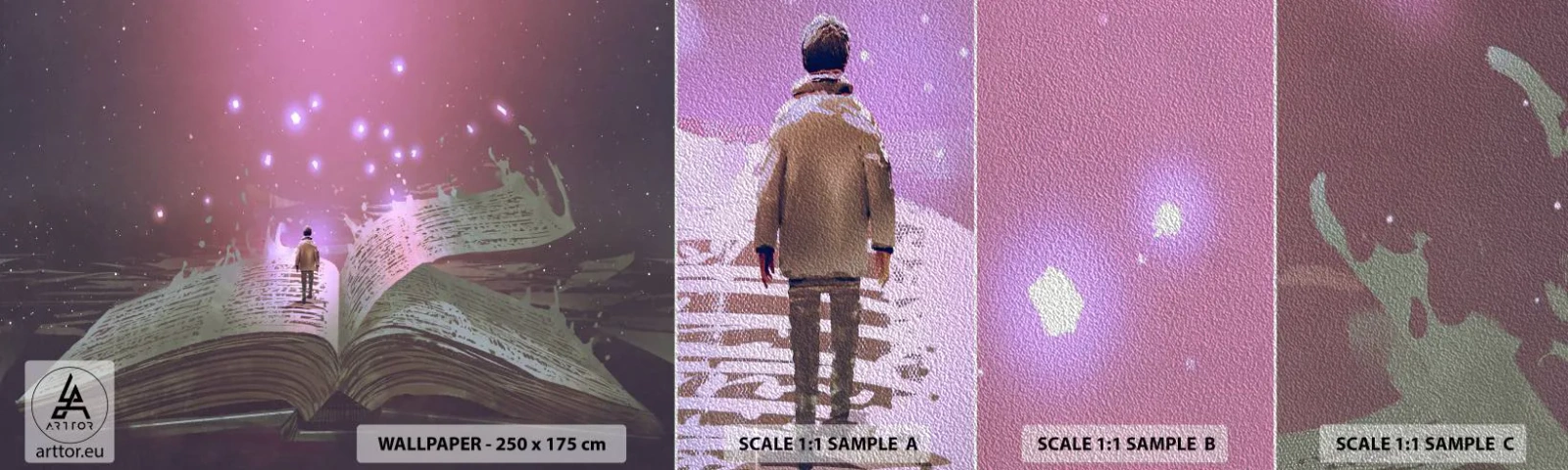 Fototapeten Muster Premium Sand - Einladung in eine andere Welt - lesen Sie! - Grafik, Abstraktion, Stück - 100x30 cm