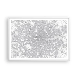 Poster in einem weißen Rahmen - Karte des Labyrinths von London - 100x70 cm