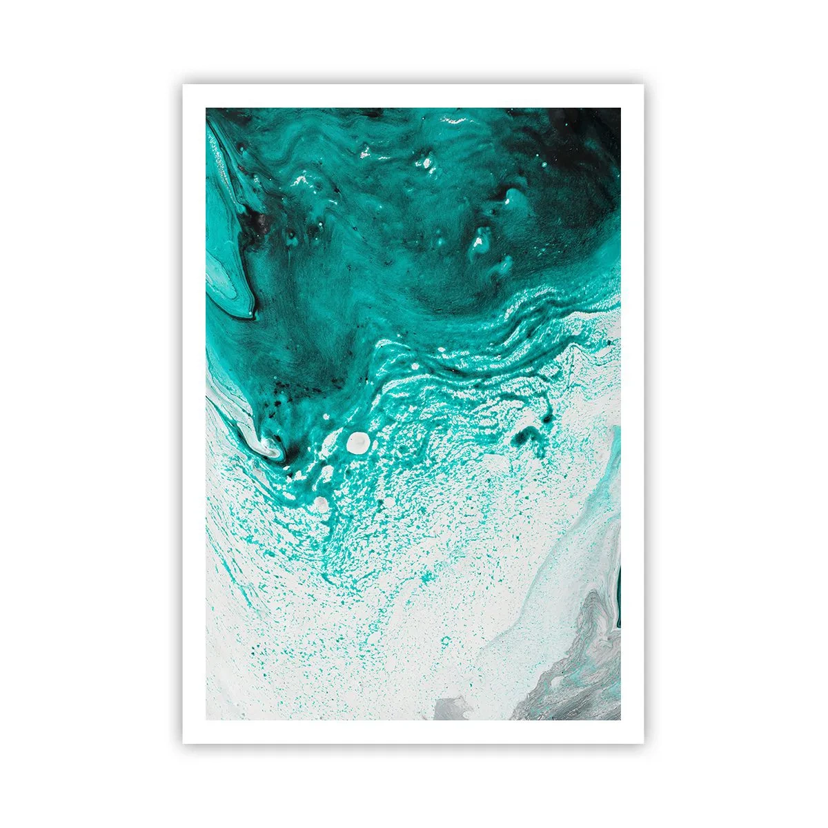 Poster - Verschmelzen in Weiß und Türkis - 70x100 cm
