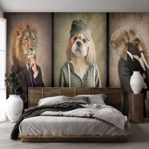 Fototapete Premium Canvas - ich bevorzuge Gelassenheit - Abstraktion, Löwe, Hund - 300x210 cm