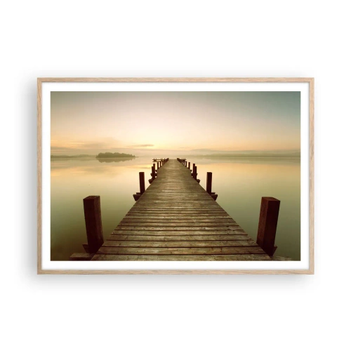 Poster in einem Rahmen aus heller Eiche - Tagesanbruch, Morgendämmerung, Licht - 100x70 cm