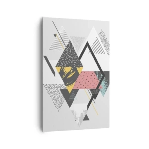 Bild auf Leinwand - Leinwandbild - Geometrische Muster auf hellem Hintergrund - 80x120cm - Variation über Dreieck und Raute - Moderne Wanddekoration für Wohnzimmer und Schlafzimmer ARTTOR