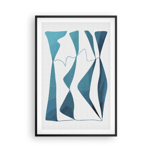Poster in einem schwarzem Rahmen - Abstraktion: türkisfarbene Verbindung - 61x91 cm