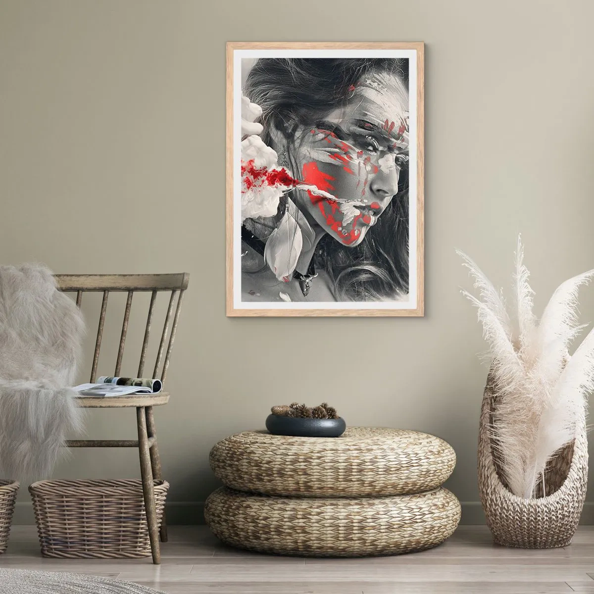 Poster in einem Rahmen aus heller Eiche - Im Dunst der Absurdität - 50x70 cm