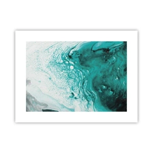 Poster - Verschmelzen in Weiß und Türkis - 40x30 cm