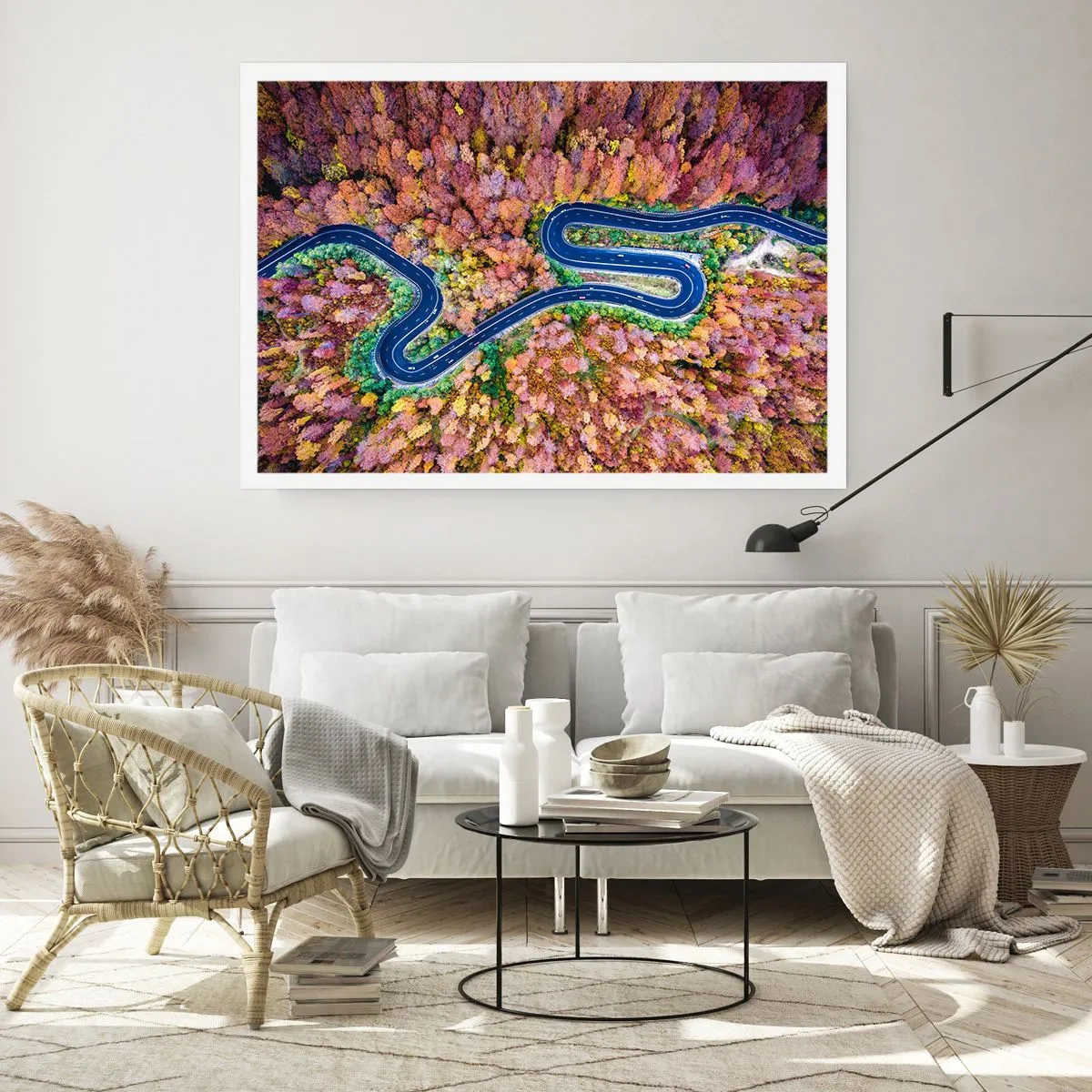 Poster - Kurvenreicher Weg durch den Wald - 50x40 cm