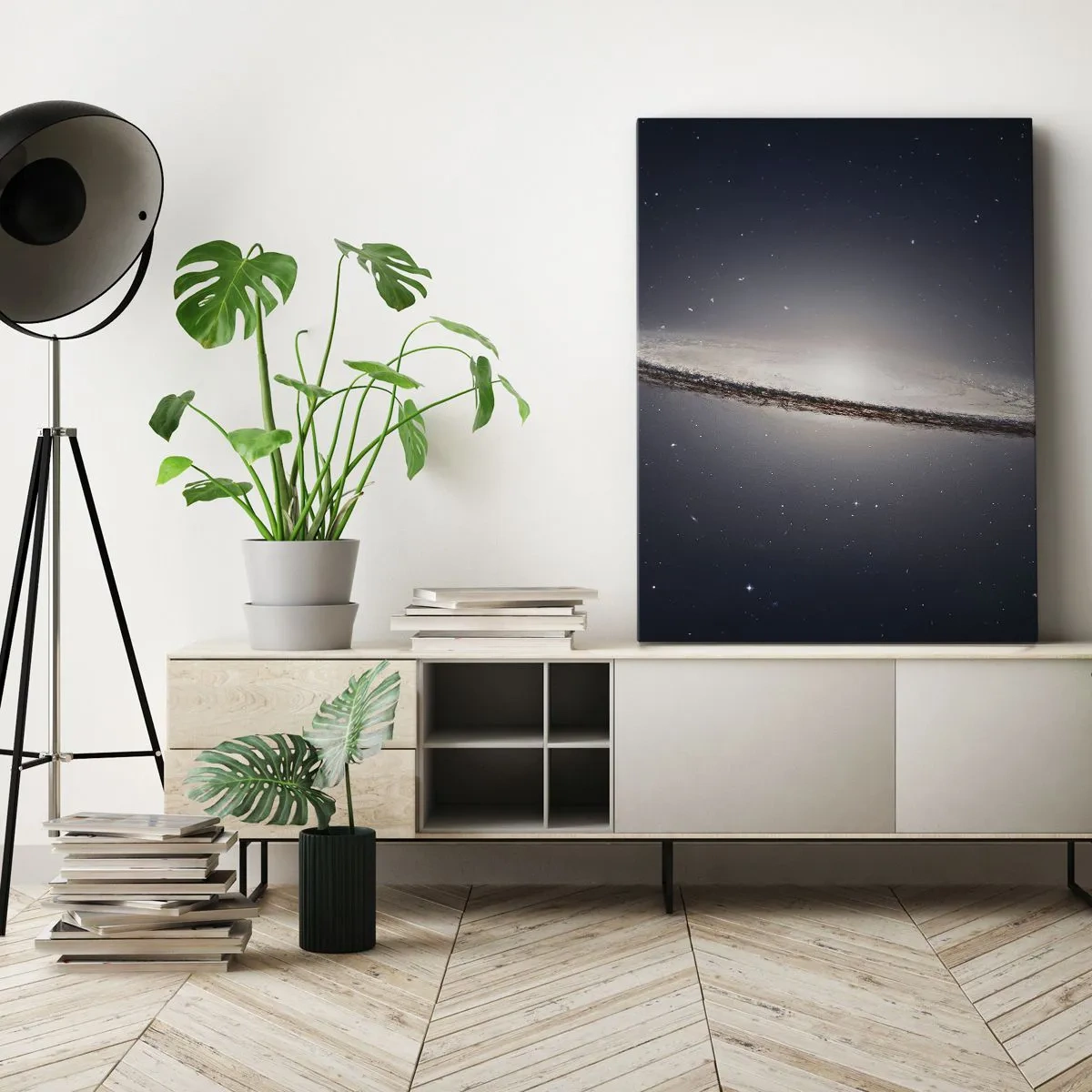 Bild auf Leinwand - Leinwandbild - Eine Spiralgalaxie vor dem Hintergrund des Sternenraums - 50x70cm - Vor langer Zeit in einer weit entfernten Galaxie ... - Moderne Wanddekoration für Wohnzimmer und Schlafzimmer ARTTOR