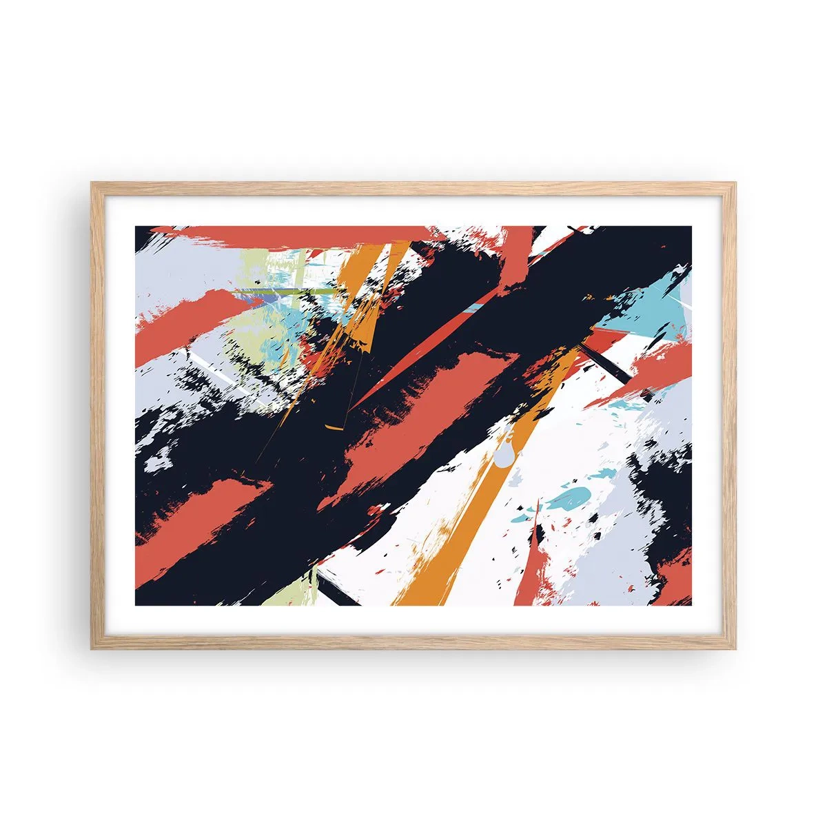 Poster in einem Rahmen aus heller Eiche - Dynamische Komposition - 70x50 cm