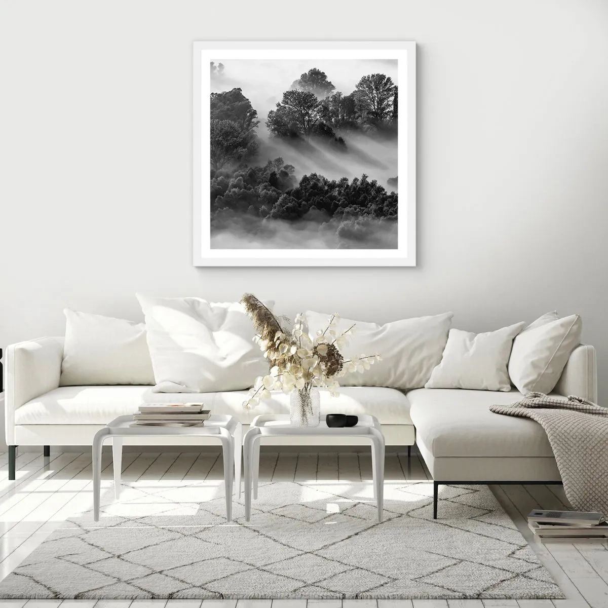 Poster in einem weißen Rahmen - Aufstehend aus dem Schlaf - 60x60 cm