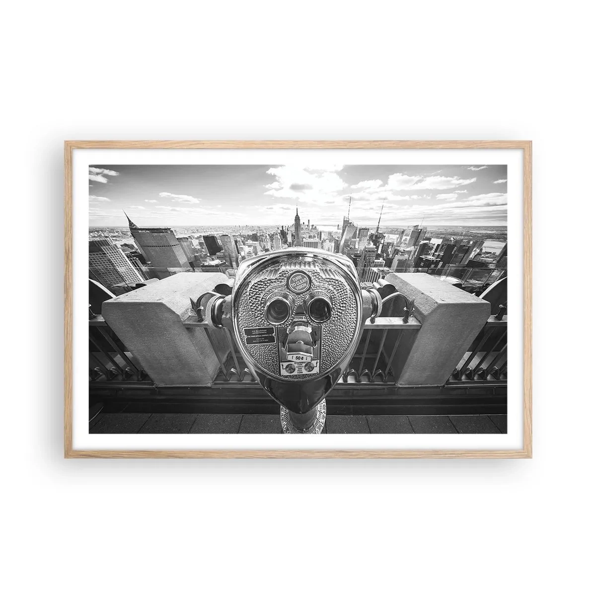 Poster in einem Rahmen aus heller Eiche - Stadt über den Städten - 91x61 cm