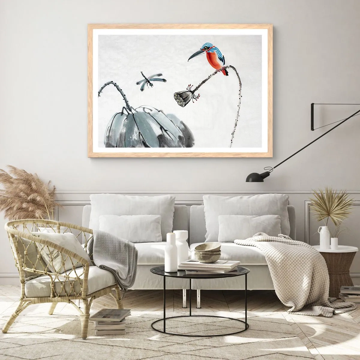 Poster in einem Rahmen aus heller Eiche - Das Leben der Wiese - 40x30 cm