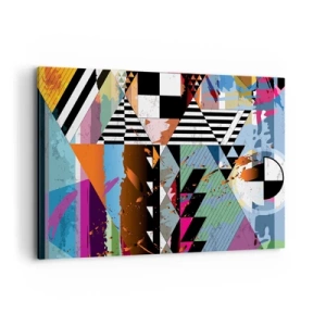 Bild auf Leinwand - Leinwandbild - Abstrakte geometrische Komposition mit lebendigen Farben - 100x70cm - Geometrisch und organisch - Moderne Wanddekoration für Wohnzimmer und Schlafzimmer ARTTOR