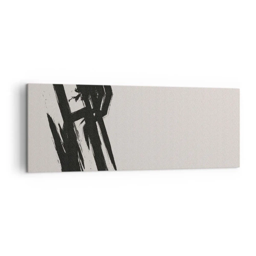 Bild auf Leinwand - Leinwandbild - Dynamische Pinselstriche in Schwarz auf hellem Hintergrund - 140x50cm - Unaufhaltsamer Trieb - Moderne Wanddekoration für Wohnzimmer und Schlafzimmer ARTTOR
