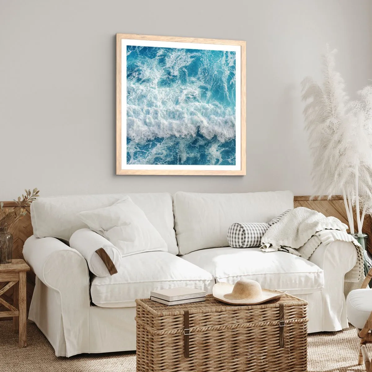 Poster in einem Rahmen aus heller Eiche - Freudig und springend - 50x50 cm