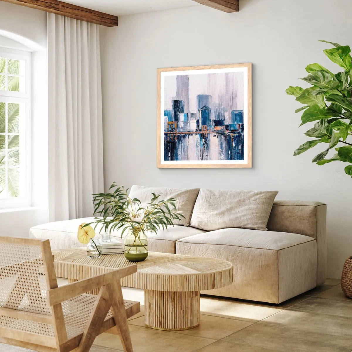 Poster in einem Rahmen aus heller Eiche - New Yorker Eindruck - 40x40 cm