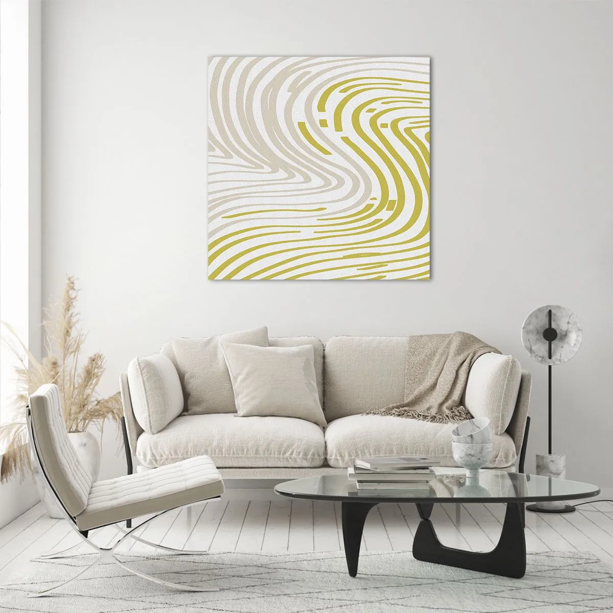 Glasbild - Bild auf glas - Komposition mit sanfter Biegung - 70x70 cm