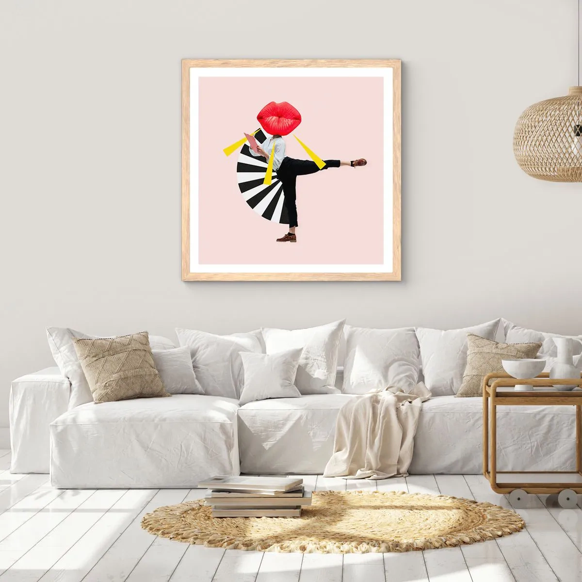 Poster in einem Rahmen aus heller Eiche - Surreale Pop-Art - 40x40 cm