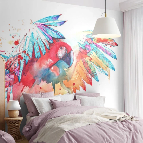 Selbstklebende Fototapete Deluxe Sticker - . - Papagei, Vogel, Abstraktion - 350x256 cm